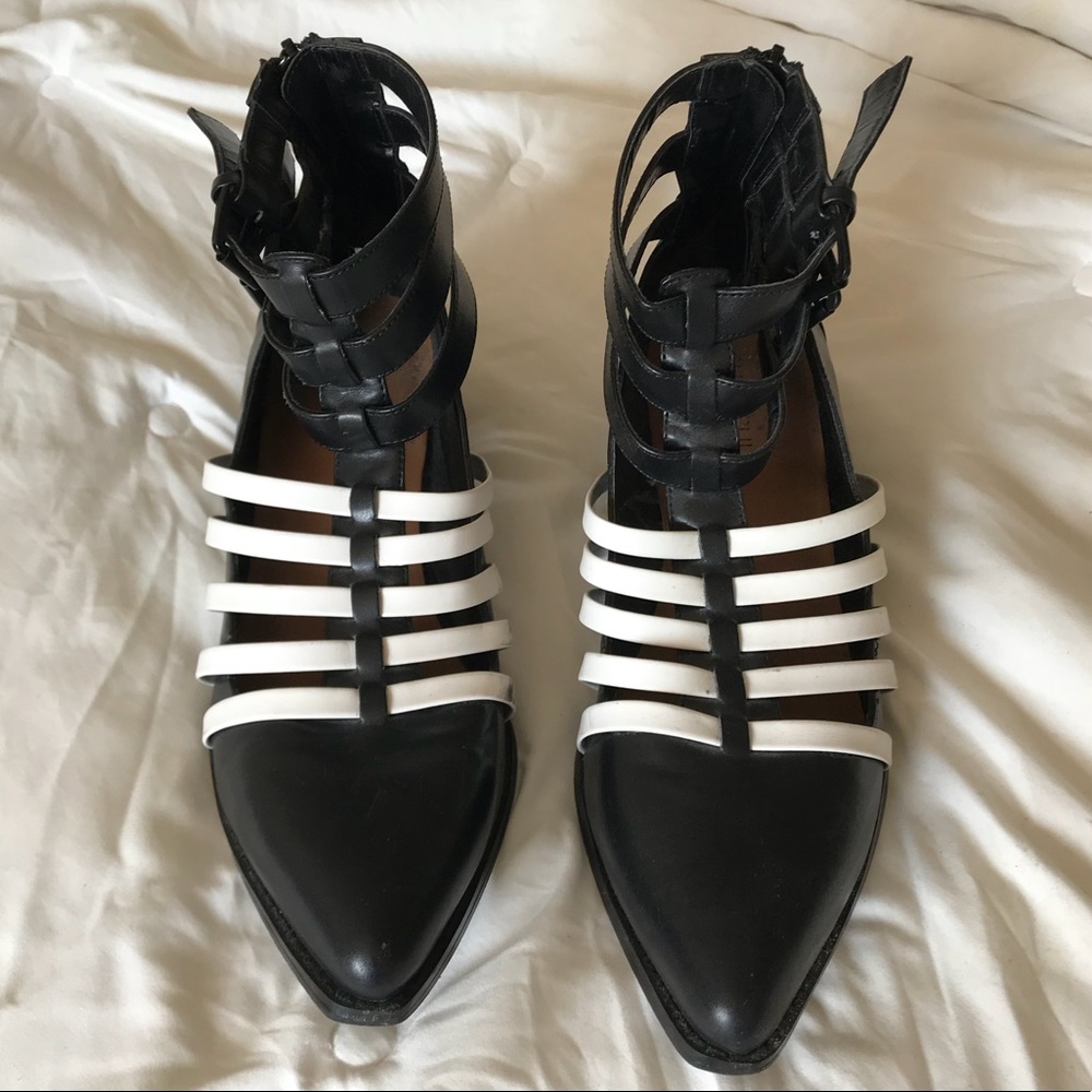 Black & White Caged Ankle Boots